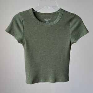 -American Eagle Green Ribbed Women's Top, size S